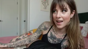 My girlfriend&#039;s hot tatted sister begs for a creampie